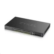 Zyxel GS2220-28HP 28-portno gigabitno stikalo L2 z upravljanjem PoE, 24x gigabitni RJ45, 4x gigabitni RJ45/SFP, PoE 375 W
