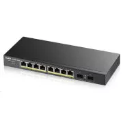 Zyxel GS1900-10HP v2 10-portno namizno gigabitno spletno pametno stikalo PoE, 8x gigabitni PoE RJ45, 2x SFP, 70W PoE, brez ventilatorja