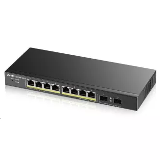Zyxel GS1900-10HP v2 10-portno namizno gigabitno spletno pametno stikalo PoE, 8x gigabitni PoE RJ45, 2x SFP, 70W PoE, brez ventilatorja