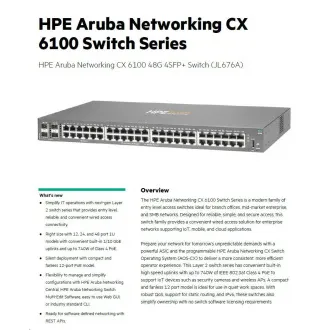 HPE Aruba Networking CX6100 48G 4SFP  Switch RENEW JL676A