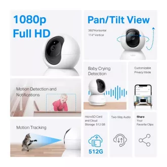 TP-Link Tapo C200C domača/notranja kamera, (2MP, Full HD 1080p, IR 12m, WiFi, microSD)