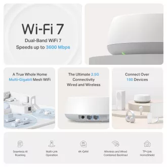 TP-Link Deco BE25(2 paketa) WiFi7 Mesh (BE3600, 2, 4GHz/5GHz, 2x2, 5GbELAN/WAN)