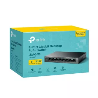 TP-Link LiteWave stikalo LS108GP (8xGbE, 8xPoE , 62W, brez ventilatorja)