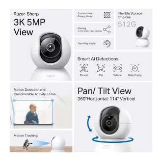TP-Link Tapo C230 domača kamera (5 MP, 3K QHD 1620p, IR 12m, WiFi, micro SD kartica)