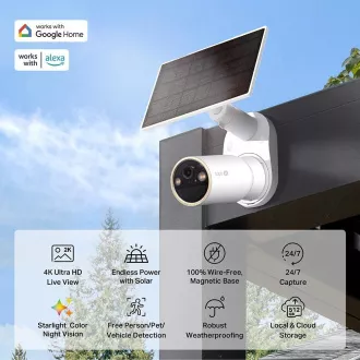 TP-Link Tapo C460 KIT zunanja kamera, sončna plošča (8MP, 4K, 2160p, IR 15m, WiFi, micro SD kartica, IP66)