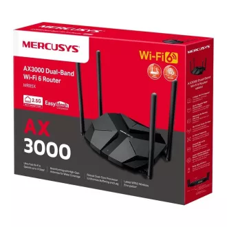 Usmerjevalnik MERCUSYS MR85X WiFi6 (AX3000, 2, 4GHz/5GHz, 3xGbELAN, 1x2, 5GbEWAN)