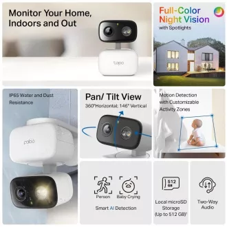 TP-Link Tapo C206 zunanja/notranja kamera (2MP, 1080p, IR 12m, WiFi, micro SD kartica)