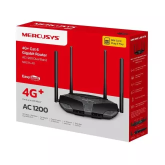 Mercusys MB235-4G WiFi5 EasyMesh usmerjevalnik (AC1200, 4G LTE Cat6, 2, 4GHz/5GHz, 1xGbE LAN/WAN, 3xGbE LAN, 1xnanoSIM)