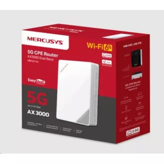 Mercusys MB520-5G WiFi6 EasyMesh usmerjevalnik (AX3000, 5G, 4G LTE, 2, 4GHz/5GHz, 1x2, 5GbE LAN/WAN, 1xGbE LAN, 1xRJ11, 1xnanoSIM)