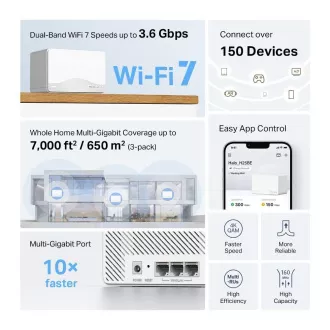 MERCUSYS Halo H25BE(2 paketa) WiFi7 Mesh (BE3600, 2, 4GHz/5GHz, 3xGbELAN/WAN)