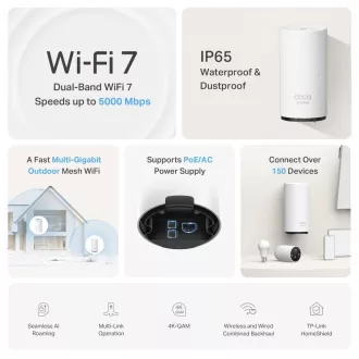 TP-Link Deco BE25-Outdoor(1 paket) Zunanji WiFi7 Mesh (BE3600, 2, 4GHz/5GHz, 2x2, 5GbELAN/WAN, 2xPoE)