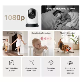 Domača/notranja kamera MERCUSYS MC200 (2MP, Full HD 1080p, IR 12m, WiFi, microSD)