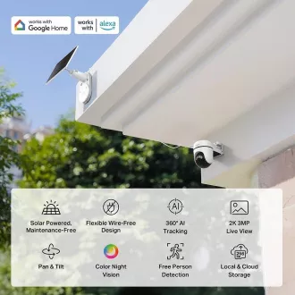 TP-Link Tapo C610 KIT zunanja kamera, sončna plošča (3MP, 2K, 1296p, IR 10m, WiFi, micro SD kartica, IP65)