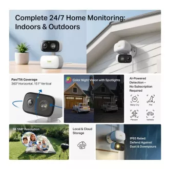 TP-Link Tapo C236 zunanja kamera (5 MP, 3K 1620p, IR 20m, WiFi, micro SD kartica)