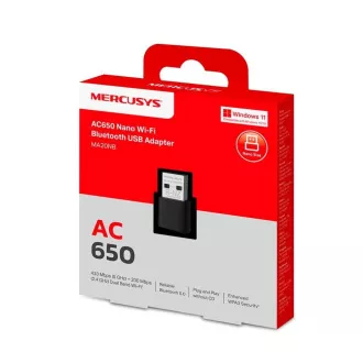 MERCUSYS MA20NB WiFi5 USB nano adapter (AC650, 2, 4GHz/5GHz, Bluetooth5.0, USB2.0)