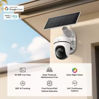 TP-Link Tapo C630 KIT zunanja kamera, sončna plošča (5MP, 3K, 1620p, IR 16m, WiFi, micro SD kartica, IP65)