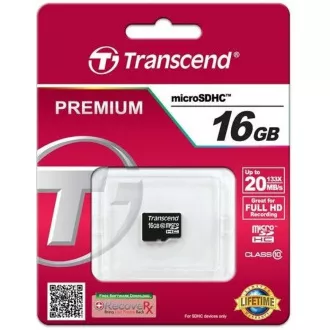 TRANSCEND MicroSDHC kartica 16 GB razreda 10, brez adapterja