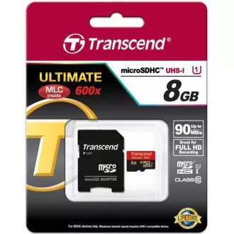 TRANSCEND MicroSDHC kartica 8GB razreda 10 adapter TRANSCEND MicroSDHC kartica 8GB razreda 10 adapter