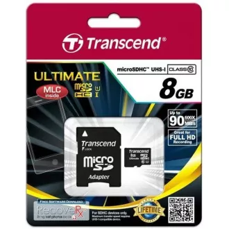 TRANSCEND MicroSDHC kartica 8GB razreda 10 adapter TRANSCEND MicroSDHC kartica 8GB razreda 10 adapter