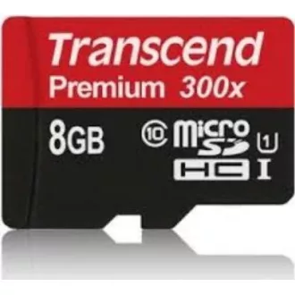 TRANSCEND MicroSDHC 8 GB Premium, razred 10 UHS-I 300x, brez adapterja