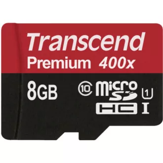 TRANSCEND MicroSDHC 8 GB Premium, razred 10 UHS-I 300x, brez adapterja