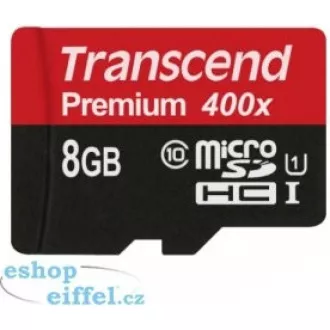 TRANSCEND MicroSDHC 8 GB Premium, razred 10 UHS-I 300x, brez adapterja