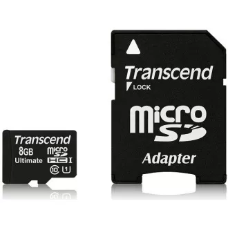 TRANSCEND MicroSDHC kartica 8GB Ultimate, Class 10 UHS-I 600x, MLC   adapter