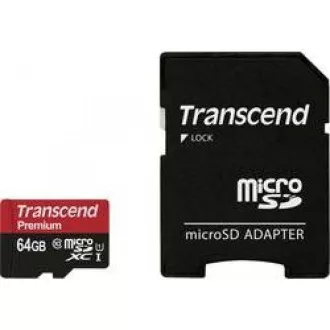 TRANSCEND MicroSDXC 64 GB Premium, razred 10 UHS-I 400x (R:85/W:35 MB/s)   adapter