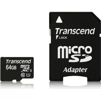 TRANSCEND MicroSDXC 64 GB Premium, razred 10 UHS-I 400x (R:85/W:35 MB/s)   adapter