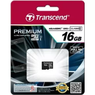 TRANSCEND MicroSDHC kartica 16GB Premium, Class 10 UHS-I 300x, brez adapterja