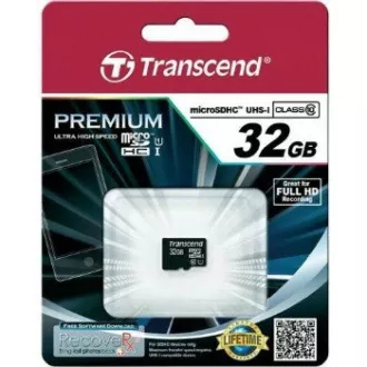 TRANSCEND MicroSDHC kartica 32GB Premium, Class 10 UHS-I 300x, brez adapterja