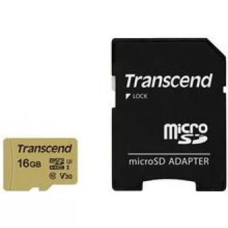 TRANSCEND MicroSDHC kartica 16GB 500S, UHS-I U3 V30 adapter TRANSCEND MicroSDHC kartica 16GB 500S, UHS-I U3 V30 adapter