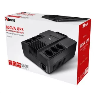 UPS TRUST Maxxon 800VA s 6 standardnimi stenskimi vtičnicami UPS TRUST Maxxon 800VA s 6 standardnimi stenskimi vtičnicami