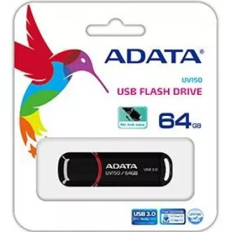 ADATA Flash disk 64GB UV150, USB 3.1 Dash Drive (R:90/W:20 MB/s), črn