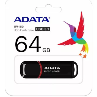 ADATA Flash disk 64GB UV150, USB 3.1 Dash Drive (R:90/W:20 MB/s), črn