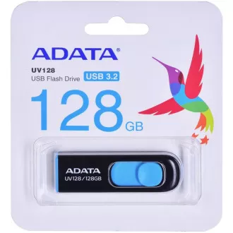 ADATA Flash disk 128 GB UV128, USB 3.1 Dash Drive (R:90/W:40 MB/s) črno/modra
