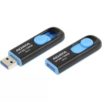 ADATA Flash disk 128 GB UV128, USB 3.1 Dash Drive (R:90/W:40 MB/s) črno/modra