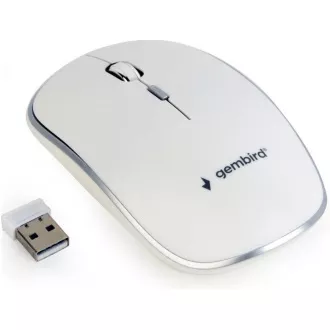 GEMBIRD miška MUSW-4B-01, bela, brezžična, USB nano sprejemnik
