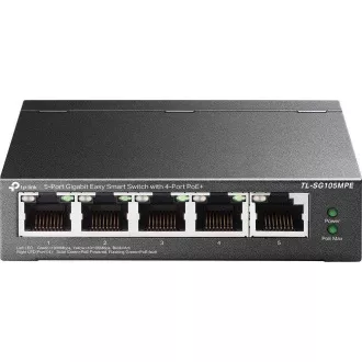 TP-Link Easy Smart stikalo TL-SG105MPE (5xGbE, 4xPoE , 120W, brez ventilatorja)