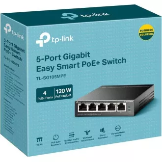 TP-Link Easy Smart stikalo TL-SG105MPE (5xGbE, 4xPoE , 120W, brez ventilatorja)