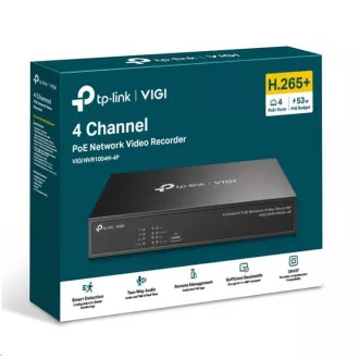 TP-Link VIGI NVR1004H-4P, videorekorder, 4 kanali, 4xPoE, 1xSATA, 1x100Mb/s LAN, 2xUSB2.0, 1xHDMI, 1xVGA