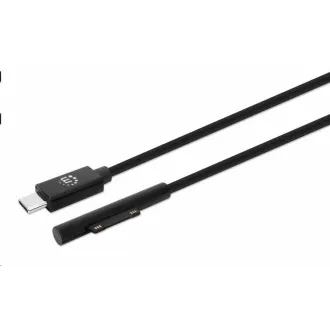 Manhattan polnilni kabel, Polnilni kabel Surface Connect z USB-C (M/M), 15 V / 3 A, 1,8 m, črn