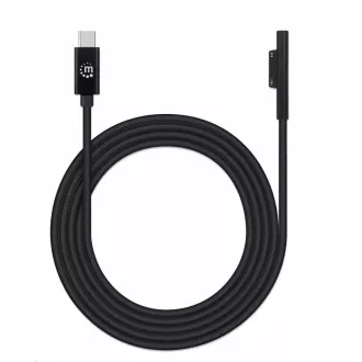 Manhattan polnilni kabel, Polnilni kabel Surface Connect z USB-C (M/M), 15 V / 3 A, 1,8 m, črn