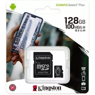 Kartica Kingston MicroSDXC 128 GB Canvas Select Plus 100R A1 C10   adapter SD