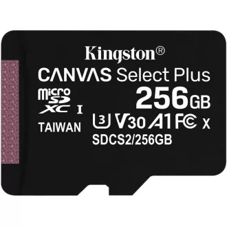 Kingston MicroSDXC 256 GB Canvas Select Plus 100R A1 C10 - 1 kos Kingston MicroSDXC 256 GB Canvas Select Plus 100R A1 C10 - 1 kos