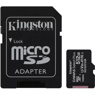 Kartica Kingston MicroSDXC 512 GB Canvas Select Plus 100R A1 C10   adapter SD