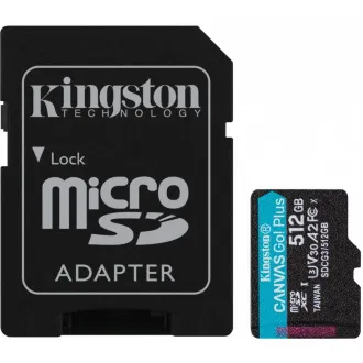 Kingstonova kartica MicroSDXC 512GB Canvas Go! Plus, R:170/W:90MB/s, razred 10, UHS-I, U3, V30, A2   adapter - Rabljeno