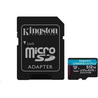 Kingstonova kartica MicroSDXC 512GB Canvas Go! Plus, R:170/W:90MB/s, razred 10, UHS-I, U3, V30, A2   adapter - Rabljeno