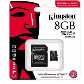 Kingstonova kartica MicroSDHC 8GB Industrial C10 A1 pSLC   adapter SD