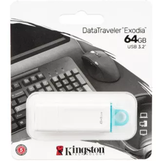Kingstonov bliskovni disk 64 GB USB3.2 Gen 1 DataTraveler Exodia (bela   teal)